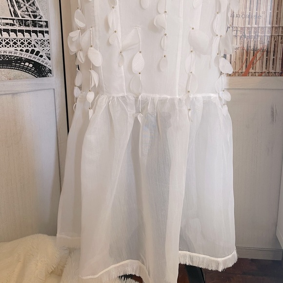 Botanics & Petals Luxury Maxi Dress In Summer White+Gold Droplets+Drop Petals - Picture 6 of 16